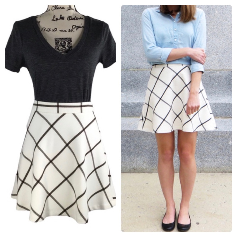 Ann Taylor Loft white pattern A-line skirt - Size 2 Petite